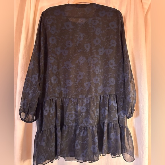 Zara, black and blue mini dress, sheer sleeves XXlarge fits like an extra large - Picture 2 of 2